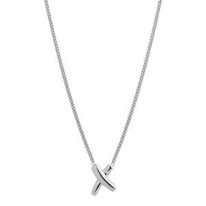 Najo: 8X10mm Silver X On 1mm Curb Chain Necklace