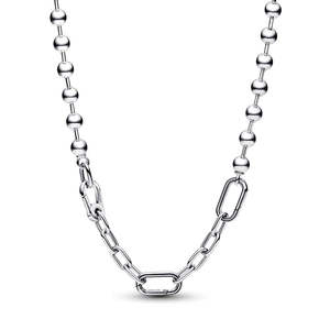 Sterling Silver Bead And Link Necklace