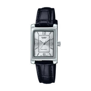 Casio Analogue, Water Resistant, Black Leather Strap