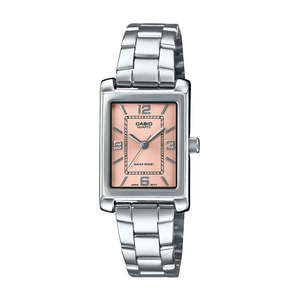 Casio Analogue, Pink Face,Water Resistant,Stainless Steel Band