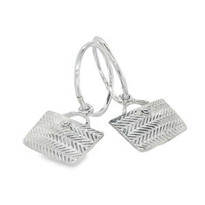 Sterling Silver Kete Basket Sleeper Hoop Earrings WHENUA
