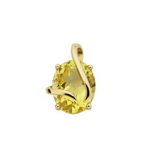 Pendants Necklaces: 9ct Yellow Gold Lemon Quartz Pendant on Chain