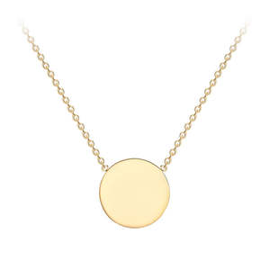 9ct Yellow Gold Solid 10mm Disc Necklace 41+2Cm