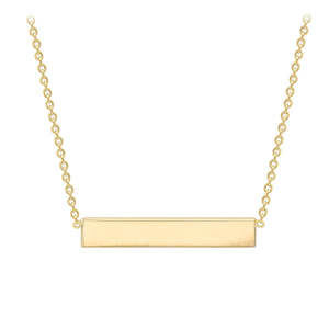 9ct Yellow Gold Solid Horizontal Bar Necklace 41+2Cm