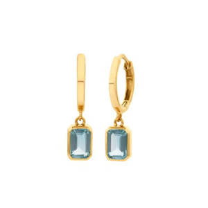 9ct Yellow Gold Sky BlueTopaz Drop Huggie Earrings
