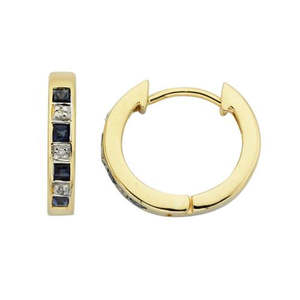 9ct Yellow Gold Sapphire And Diamond Earrings