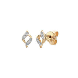 Earrings: 9ct Yellow Gold Diamond Twist Stud Earrings
