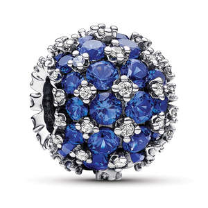 Pandora: Sterling Silver Charm With Princess Blue Crystal And Clear Cubic Zirconia