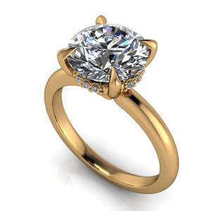 Fishers Collection: Madeleine - 18ct Yellow Gold 3.00ct Lab Grown Diamond Ring with Hidden Halo