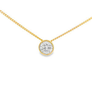 CLARETTE - 9ct Yellow Gold Diamond Pendant Rubover Set 0.57ct on Chain