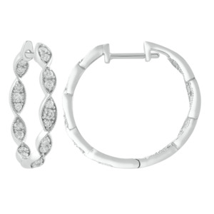 9ct White Gold Diamond In & Out Hoop Earrings