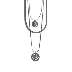 Dansk Smykkekunst: Daisy Herringbone Multi Hematite Colour Ion Plated Necklace