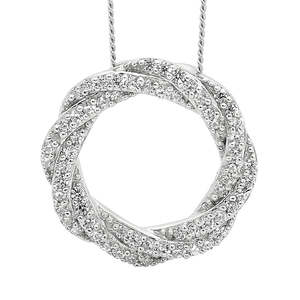 Ellani: SS WH CZ Wrapped Circle Pendant
