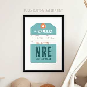 Print: Custom nursery luggage tag art print