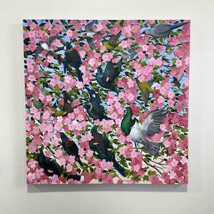 Frank Gordon 99 Premium Prints: 'Blossoming Birds of Aotearoa' original painting by Frank Gordon