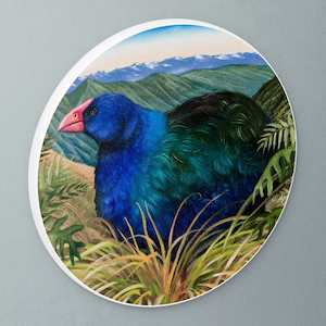 Frank Gordon 99 Premium Prints: "Takahe Bird Study III" circular art disc by Frank Gordon