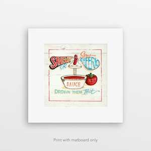 Jason Kelly Art Prints: "Saveloy Cheerio" pre-matted print by Jason Kelly