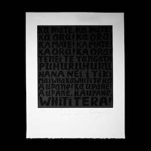 Limited Edition Artist Proof Art Prints: "Haka lyric" limited edition AP screen print by Dick Frizzell