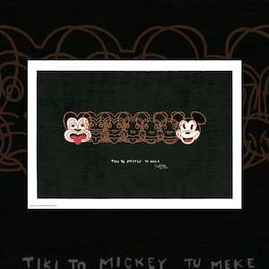 Iconic Art Prints: 'Mickey to Tiki (Reversed)' art print by Dick Frizzell