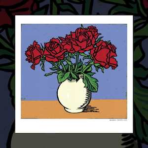 'Red Roses' art print by Dick Frizzell