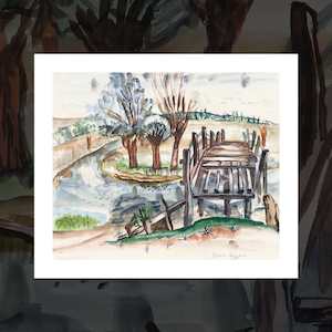 'Flatford Bridge' art print by Frances Hodgkins