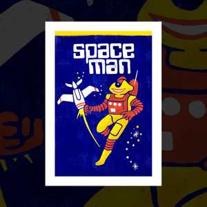 "Rocket Man" (Space Man Candy Sticks) art print by Nicholas Lum