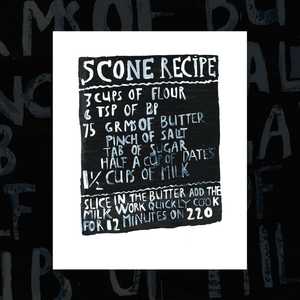 Stamped Scone Recipe (Hot Buttered) - recipe print by Dick Frizzell