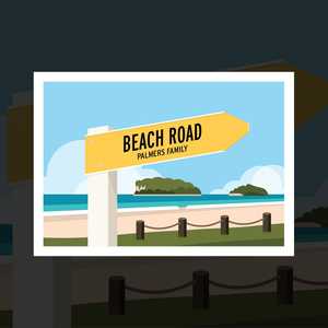 "Whangamata" personalised road sign art print