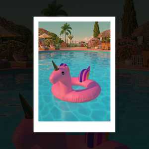 'Pink Unicorn' art print by Simon Stockley