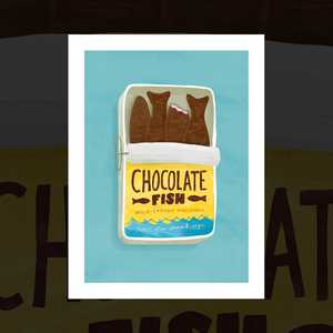 'Tin of Chocolate Fish' art print by Cecilia Moore