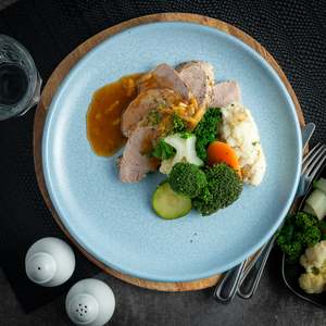 Weight Management: Roast Pork with Crushed New Potatoes