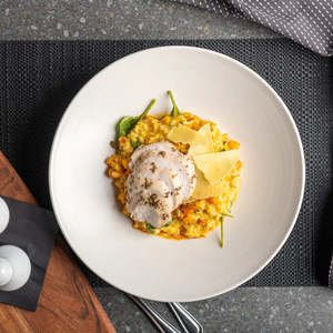 Gluten Friendly: Pumpkin Risotto with Garlic & Herb Chicken