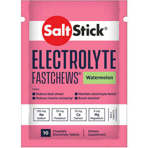 Electrolyte Hydration: SaltStick FastChews - Pack of 10 Chewable Electrolytes - Watermelon