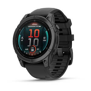 Garmin Watch: fenix E – 47 mm, AMOLED Slate Grey Steel with Black Silicone Band