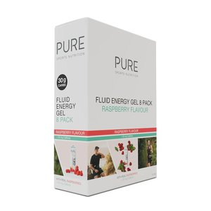 PURE Fluid Energy Gel - Raspberry + Caffeine 50g - 8 Pack