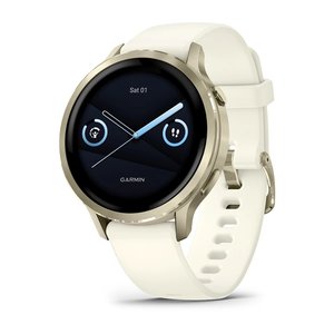 Garmin Watches: Garmin Venu 4 - 41 mm Lunar Gold with Bone Silicone Band