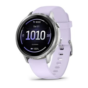 Garmin Watches: Garmin Venu 4 - 41 mm Silver with Periwinkle Silicone Band