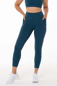 7 8 Leggings: Accelerate Ocean Teal Pocket 7/8 Leggings