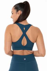 Sports Bras: Tempo Ocean Teal Crossover Sports Bra