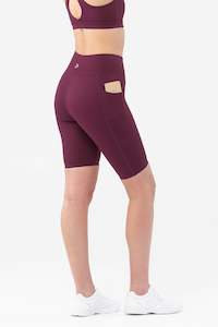 Bottoms: High Rise Berry Pocket Bike Shorts
