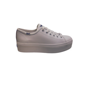 Womens Sneakers: Keds Triple Up Leather Shoes White Leopard