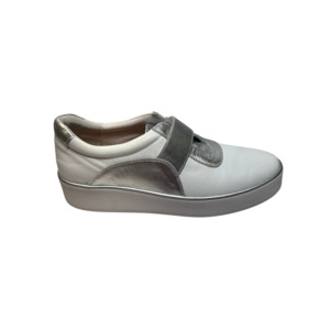 Womens Slip Ons Loafers: Ziera Zorinat W-ZR White/Silver Leather sneaker