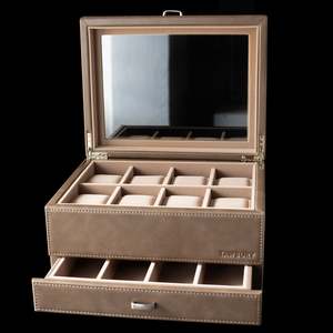 Tawbury - Baywater 8 Slot Watch Box with Drawer - Taupe
