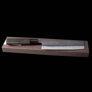 Hand Forged Japanese - Seisuke White Steel Kurouchi Nakiri 165mm with Burned Chestnut Handle