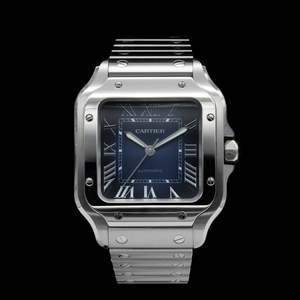 Pre Owned Watches: Cartier - 2025 Santos de Cartier Medium Blue Dial WSSA0063