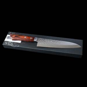 Knives: Hand Forged Japanese - Kunihira Kokuryu VG10 Hammered Damascus Gyuto 180mm with Mahogany Handle