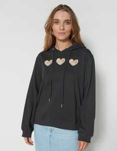 Sale: Stella + Gemma | Hoodie | Aged Black Triple Brushed Hearts