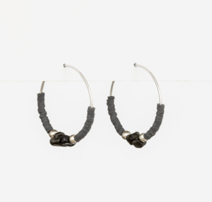 Jewellery: Stella + Gemma | Disc Hoop Earrings | Grey