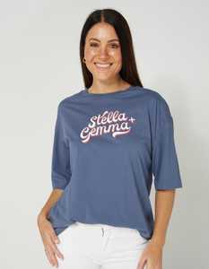 Stella Gemma Tees: Stella + Gemma | Porter Tee | Indigo Vintage Logo