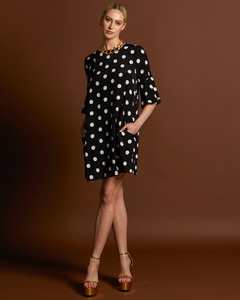 Fate Becker: Fate + Becker | Superstition Frill Sleeve Mini Dress | Black Polka